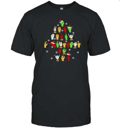 Hand Gesture Christmas Tree Teacher T-Shirt