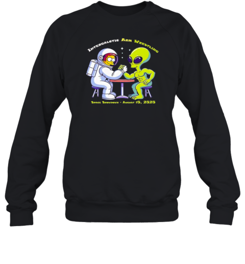 Alien Arm Wrestle With Astronaut Space Showdown August 2525 T-Shirt