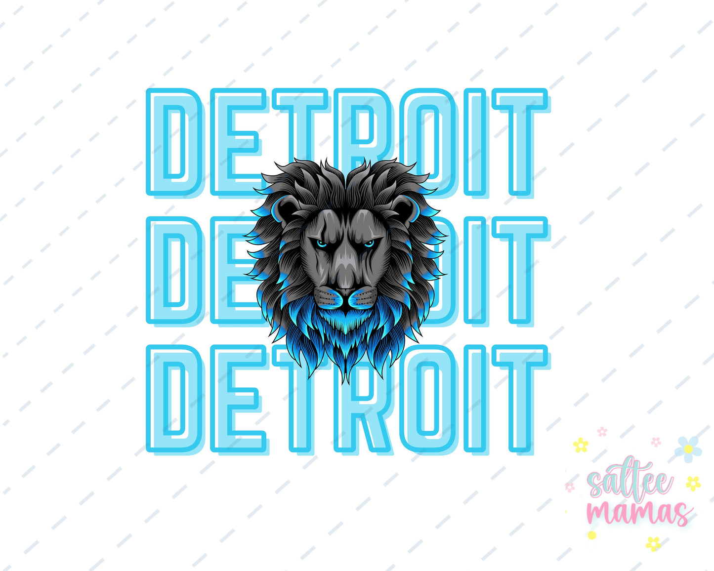 Triple Stack Detroit Lion Head Design T-Shirt