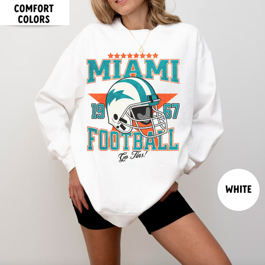 Comfort Colors Vintage Miami Football Crewneck - Retro Miami Dolphin Gift