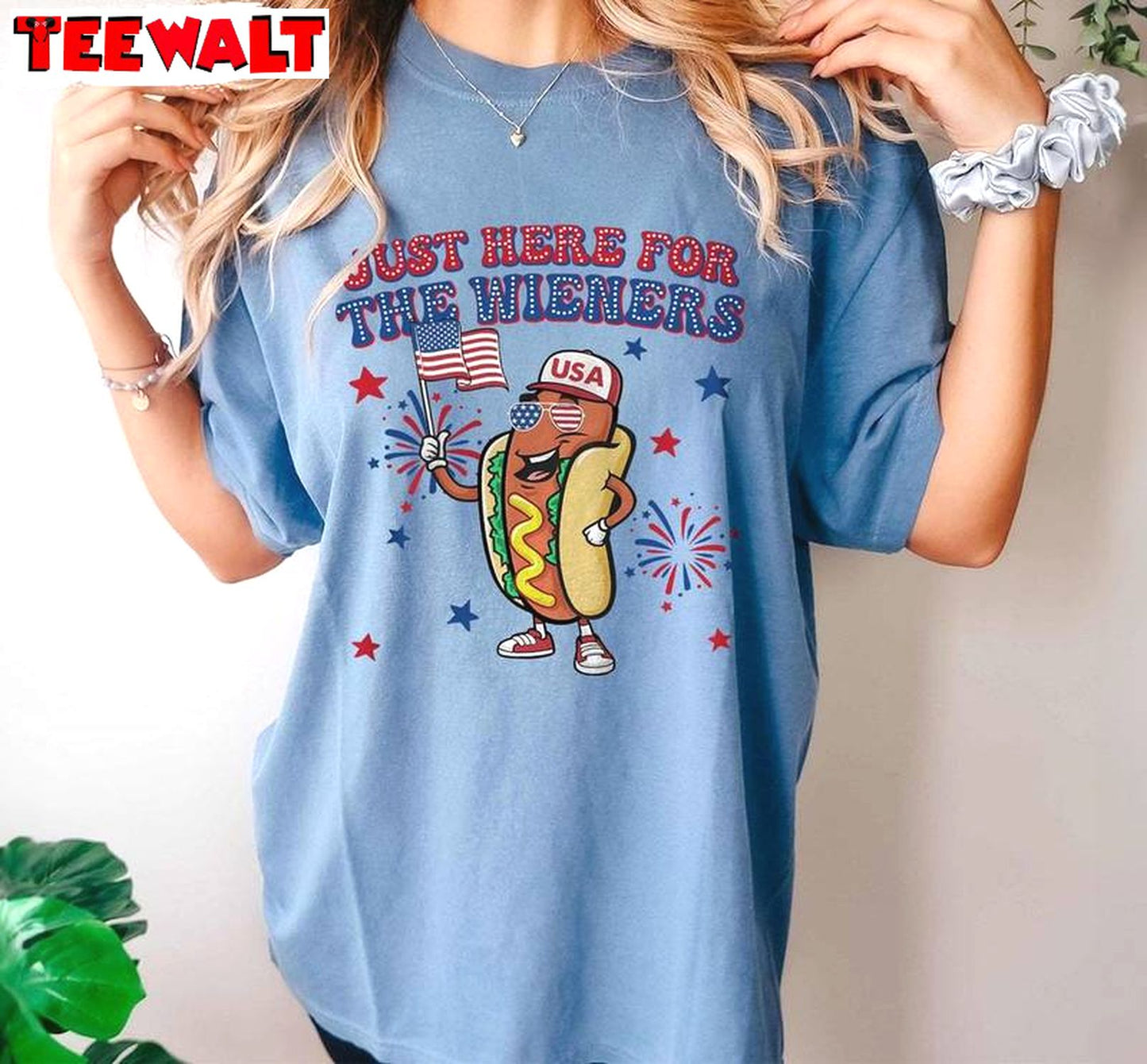 Independence Day Sweatshirt , Trendy Just Here For The Wieners