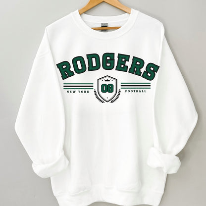 Aaron Rodgers Vintage Style Jets Crewneck Sweatshirt York Football Jersey Shirt