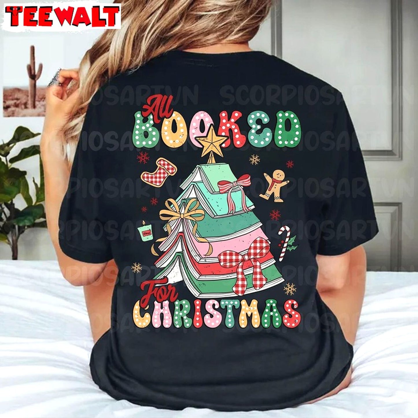 All Booked For Christmas Sweatshirt, Book Lovers Gift 04