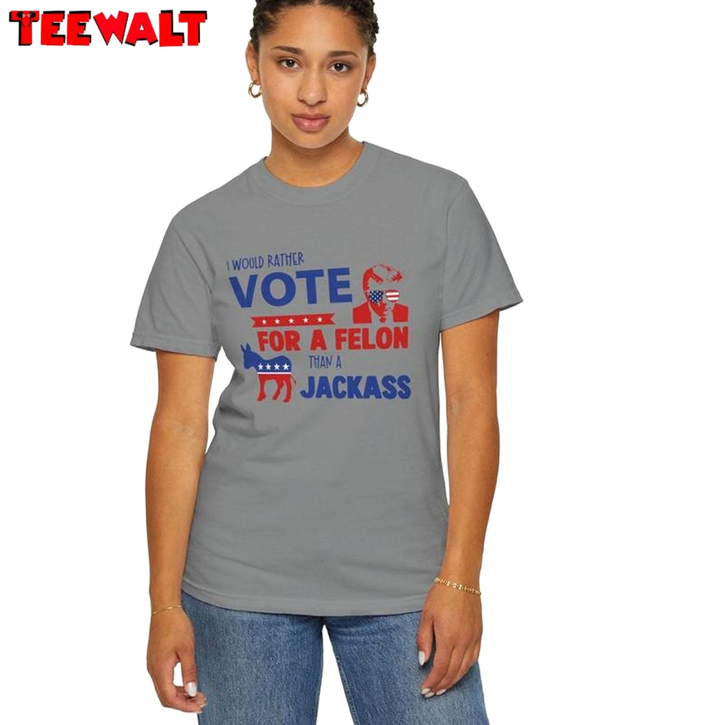 Comfort Colors I'd Rather Vote For A Melon Than A Jackass Shirt, Trendy Trump Crewneck Long Sleeve