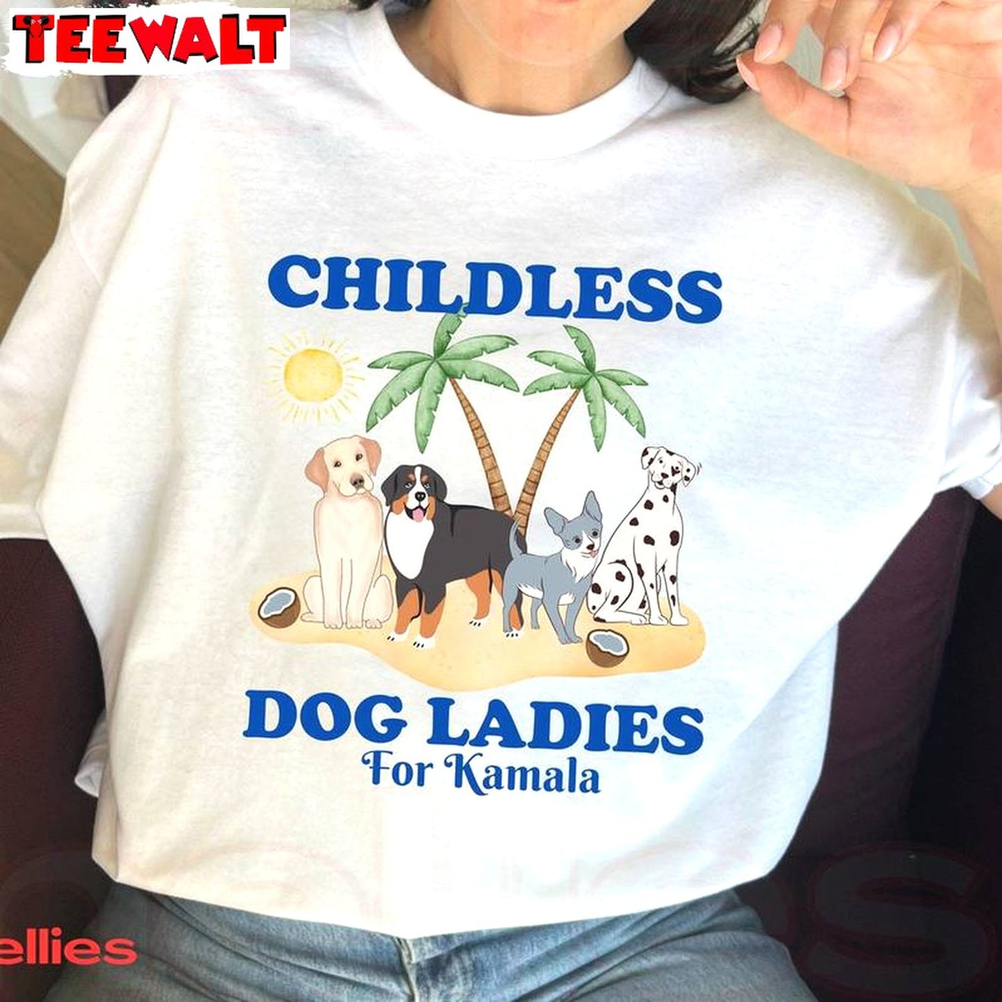 Coconut Childless Dog Ladies For Kamala Shirt, Election Short Sleeve Crewneck