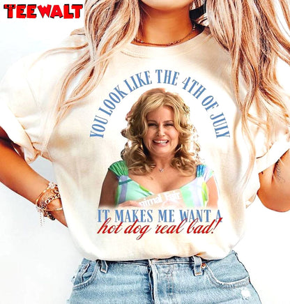 Hot Dog Real Bad Sweatshirt , Unique Jennifer Coolidge You Look Like The 4th Of July Shirt Sweater