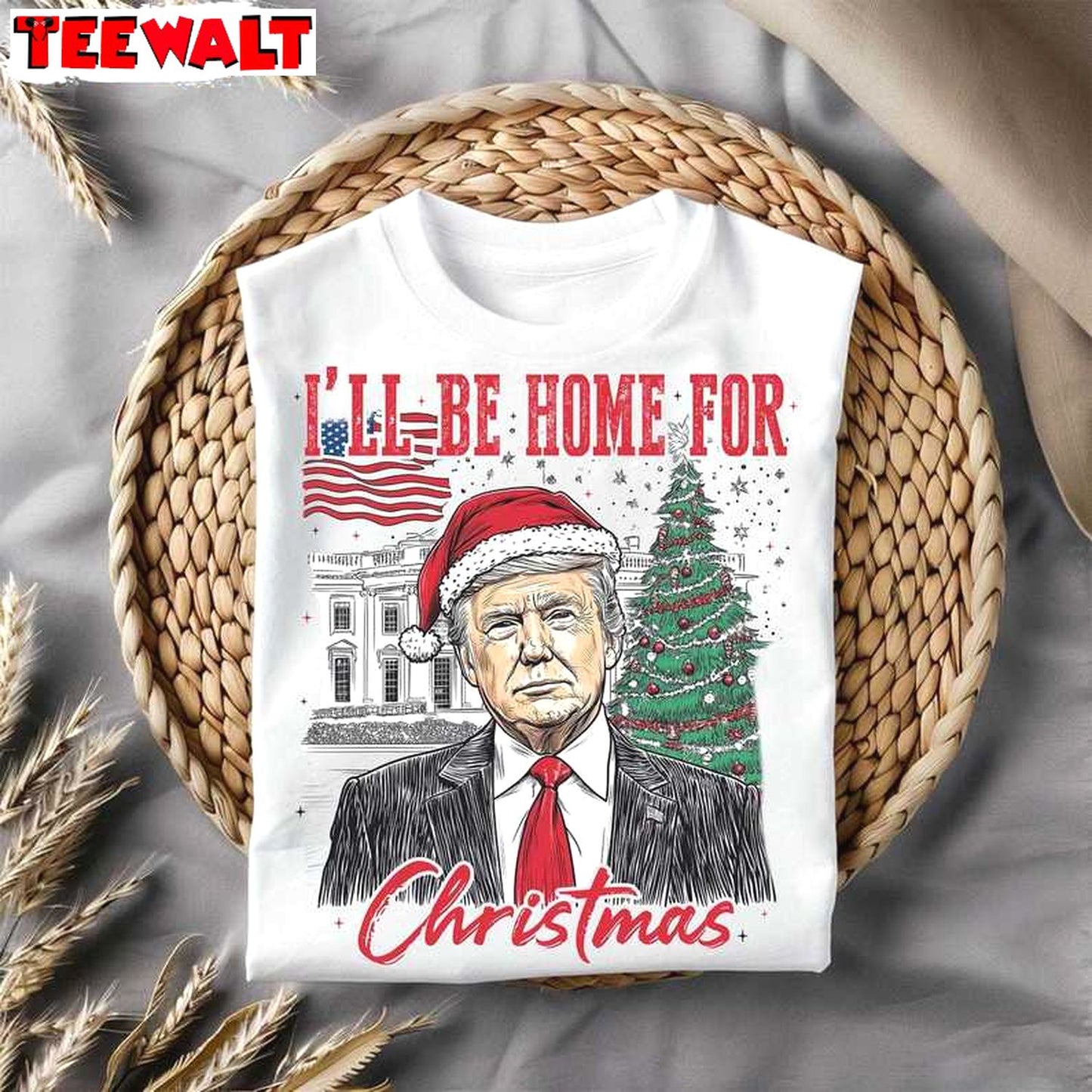 Trump I Ll Be Home For Christmas Sweatshirt, Humorous Christmas T Shirt 03