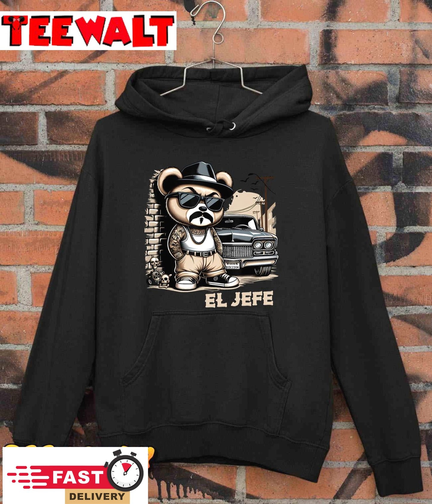 EL JEFE Hip Hop Teddy Bear Lowrider Shirt Chicano Cholo T-Shirt