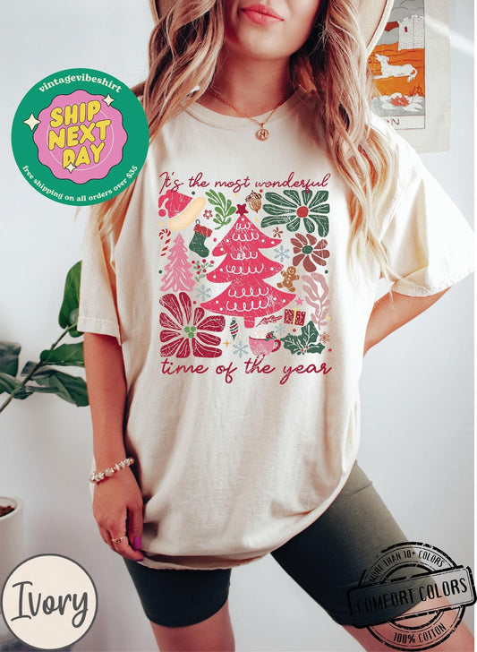 Retro Christmas Shirt Most Wonderful Time Tee