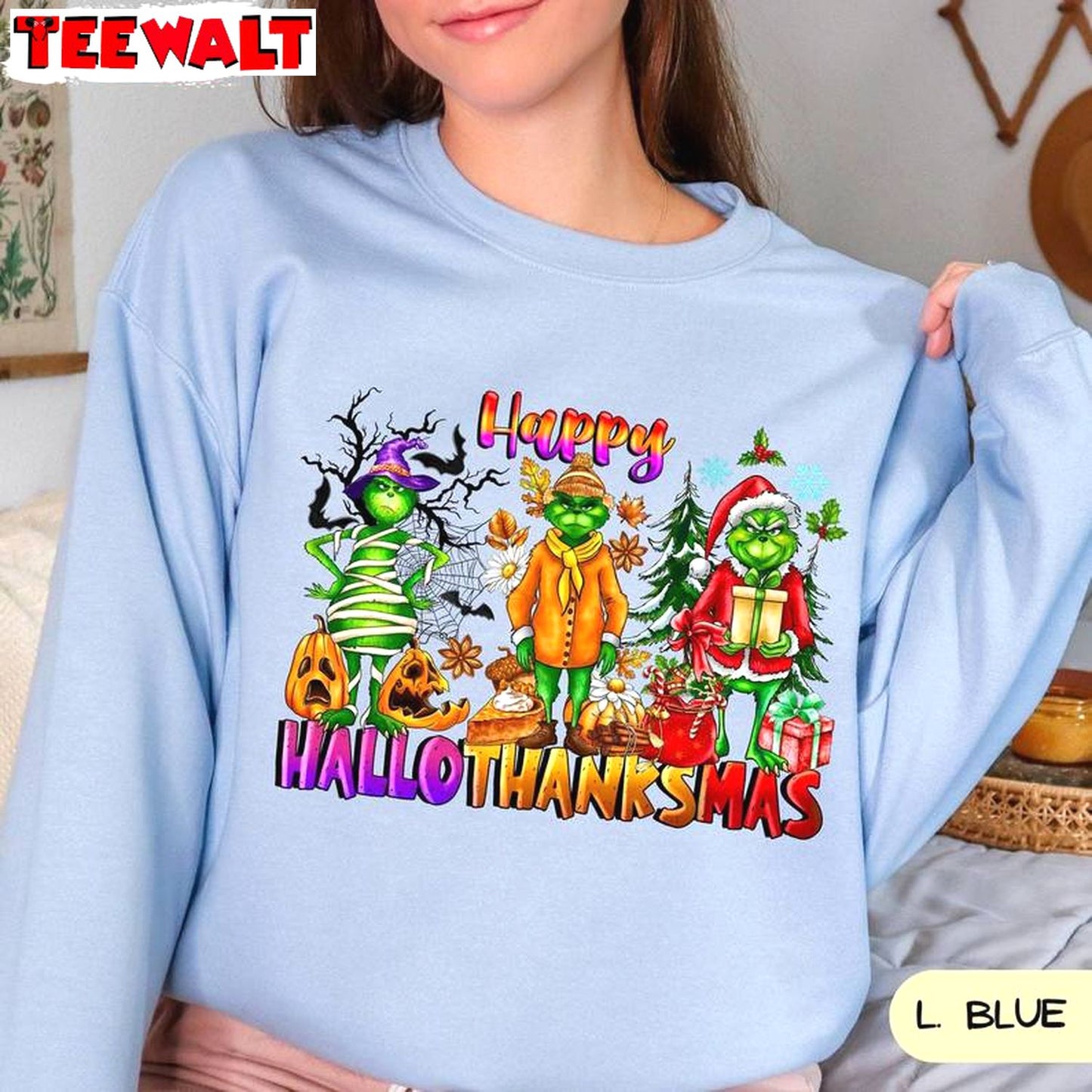 Christmas Thanksgiving Griench Sweatshirt, Happy Hallothanksmas Shirt