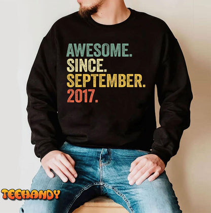 5 Year Old Gift 5th Bday Boy Awesome Since September 2017 T-Shirt