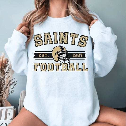 New Orleans Football Vintage Crewneck Sweatshirt, Saint Hoodie & Tee