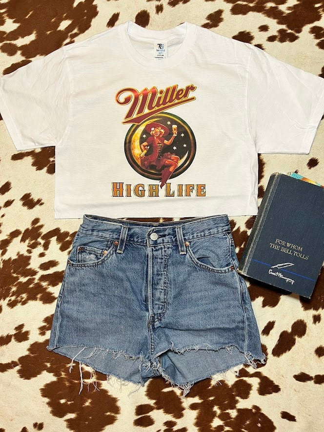 Miller High Life Logo Crop Top For Casual Wear