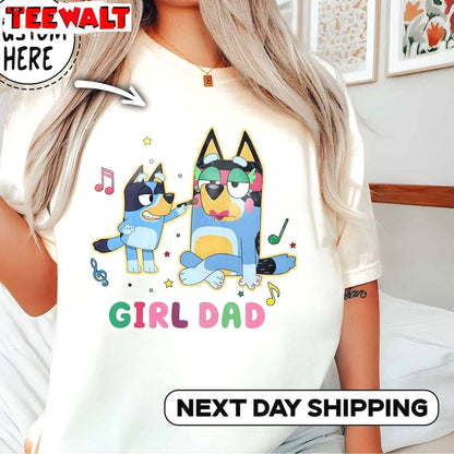 New Rare Girl Dad Shirt, Unique Blue Dog Family Sweatshirt Unisex Hoodie