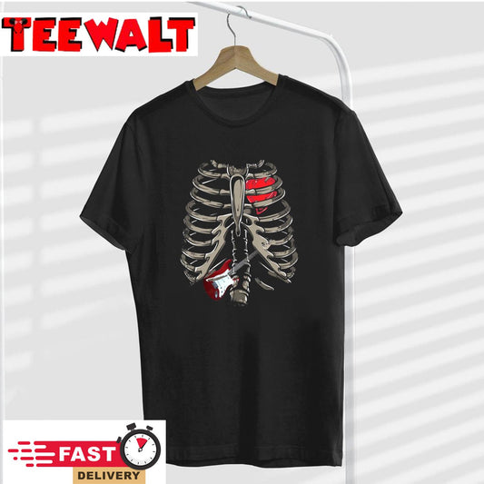 Skeleton Rib Cage Guitar Music Xray Funny Halloween Gift T-Shirt