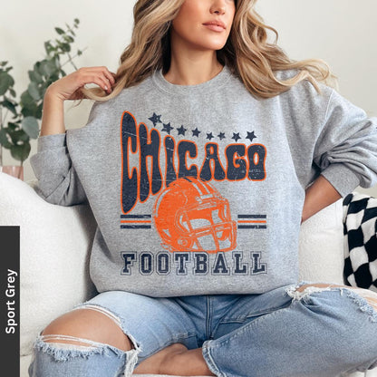 Chicago Football Vintage Sweatshirt - Game Day Fan Apparel