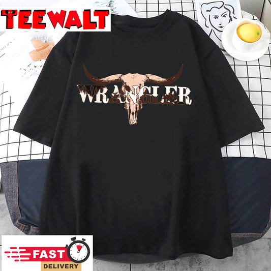 Wrangler Cowhide Shirt, Cow Skull Shirt, Cow Print Wrangler T-Shirt