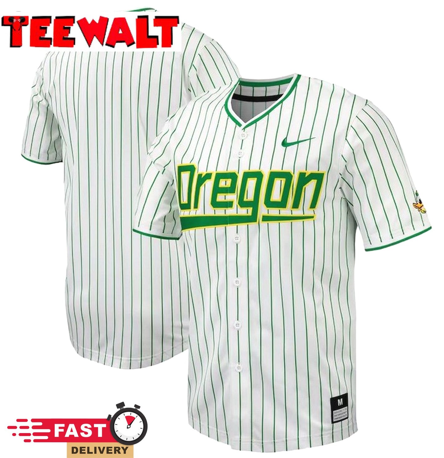 White Oregon Ducks Pinstripe Replica Baseball Jersey