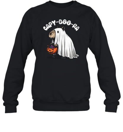 Capybara Ghost with Candy  Cute Halloween Art by Designed By Marty T-Shirt