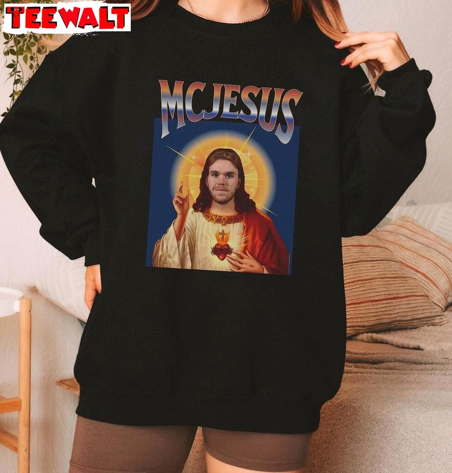 Creative McJesus Comfort Shirt, Oilers Mcdavid Short Sleeve Crewneck