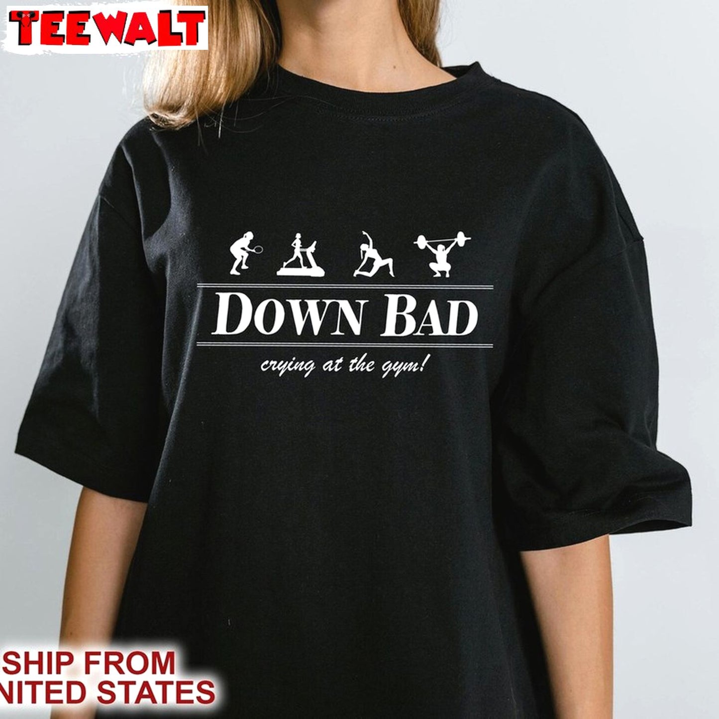 Down Bad Crying At The Gym Shirt, Gym Funny Crewneck Sweatshirt Sweater