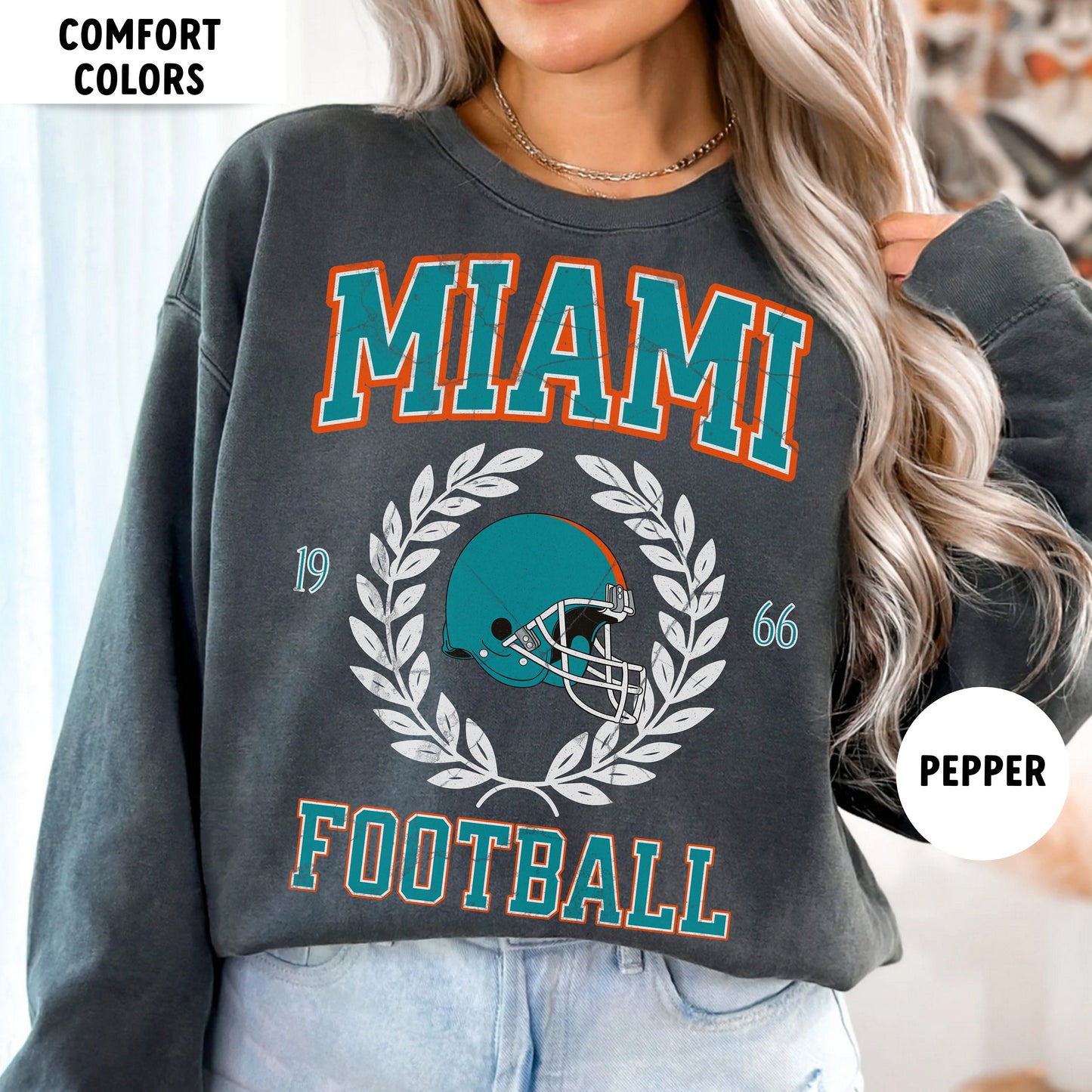 Miami Football Sweatshirt, Vintage Crewneck, Retro Miami Shirt Gift