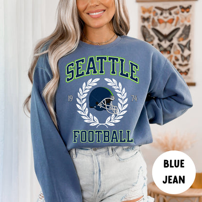 Seattle Football Sweatshirt, Vintage Seahawks Crewneck, Retro T-Shirt