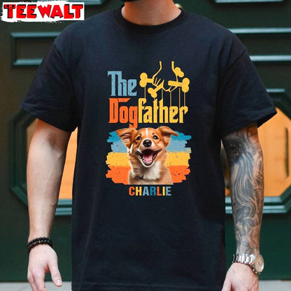 New Rare The Dogfather Shirt, Trendy Photo Dog Unisex T Shirt Crewneck