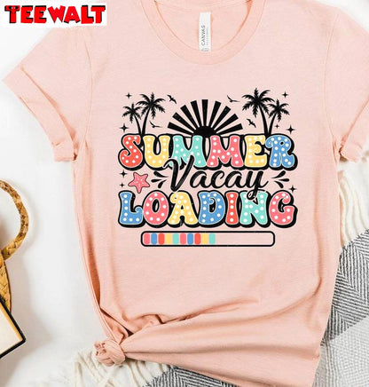 Vintage Summer Vacay Loading Shirt, Trendy Happy Summer Short Sleeve Crewneck