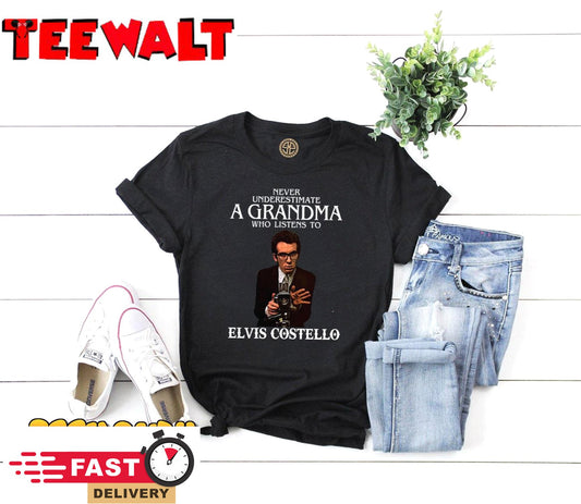 Vintage Never Underestimate A Woman Who Listens to Elvis Costello Unisex T-Shirt