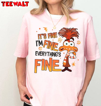 Inside Out 2 New Rare Shirt, Everything Is Fine Anxiety Inside Out Crewneck Long Sleeve