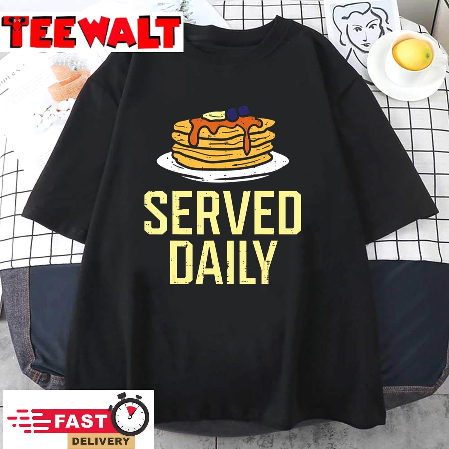 Pancakes Served Daily American Football Funny Sports Lineman T-Shirt