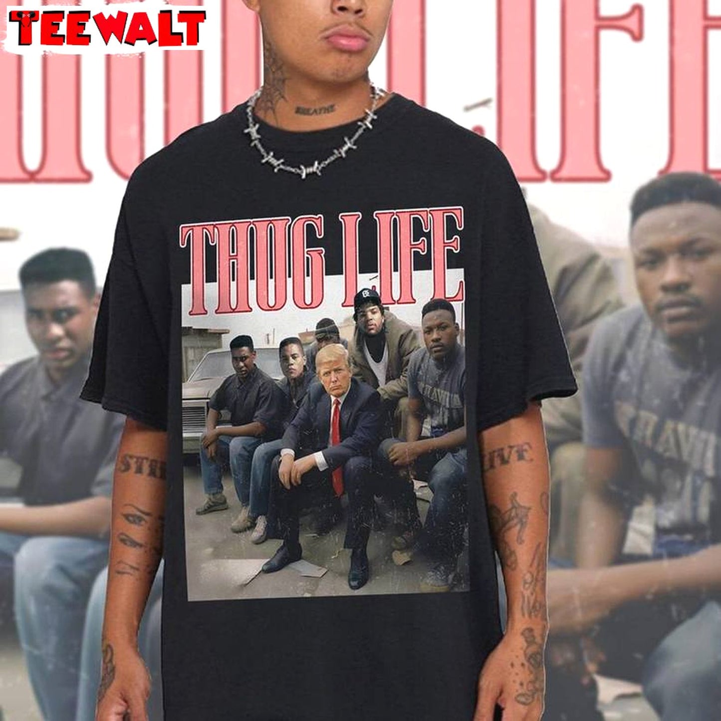 Vintage 2024 Election Unisex Hoodie, Fantastic Donald Trump Thug Life Shirt Tank Top