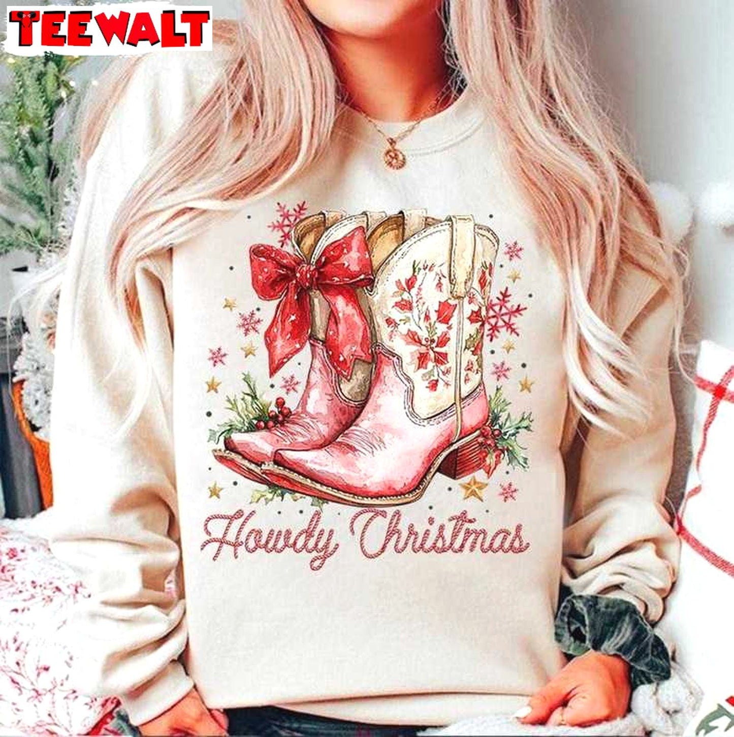 Howdy Christmas Shirt, Coquette Xmas Holiday Sweater