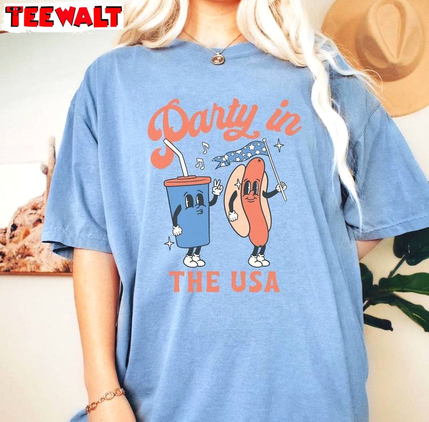 Comfort Colors Party In The Usa Shirt, Trendy Fourth Of July T Shirt Short Sleeve