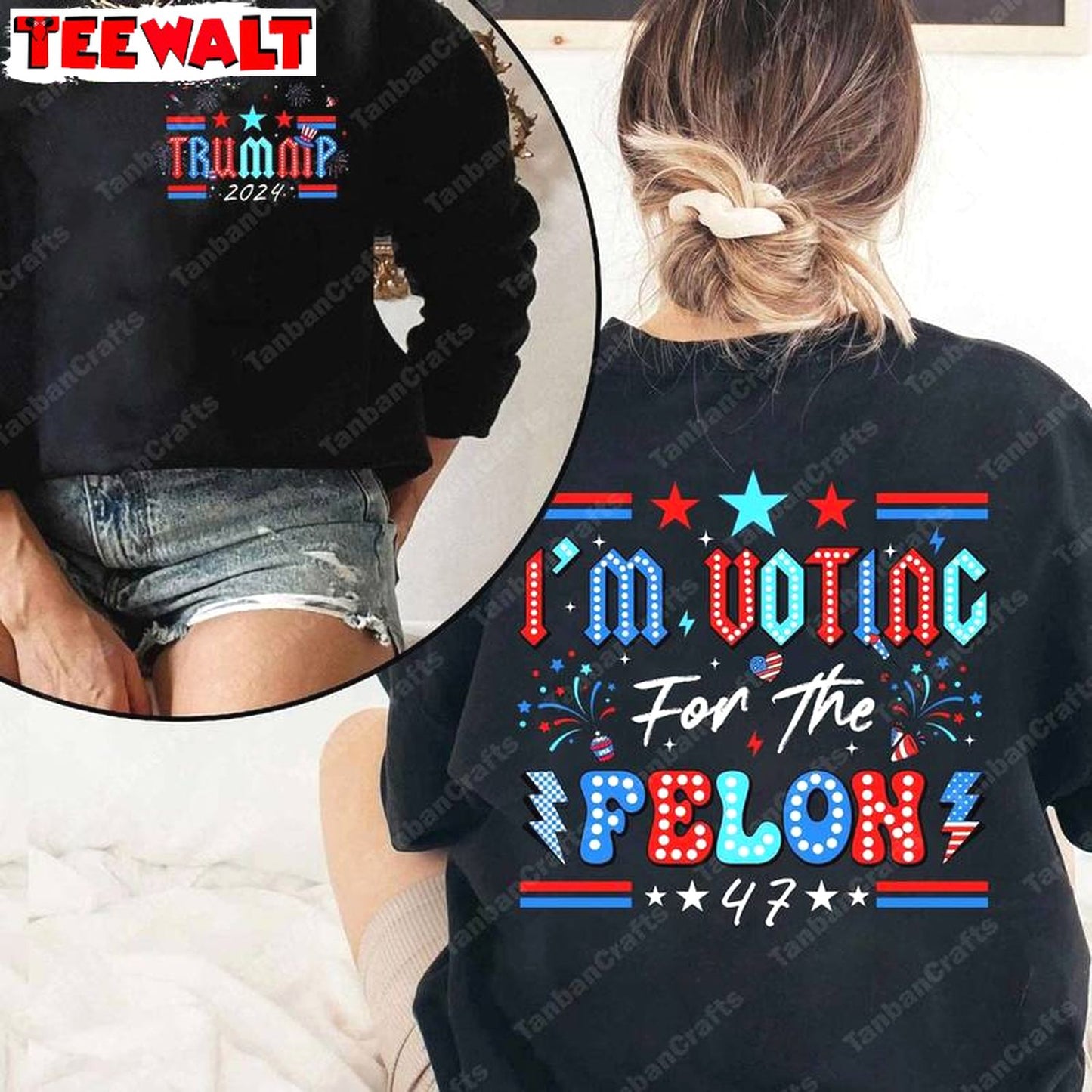 Comfort I'm Voting For The Felon Shirt , Limited Republican Crewneck Tee Tops