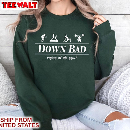 Down Bad Crying At The Gym Shirt, Gym Funny Crewneck Sweatshirt Sweater