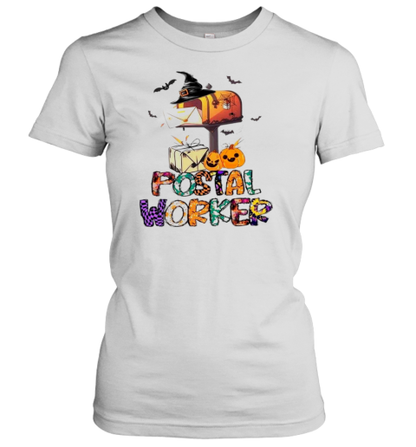 Halloween Postal Worker Mailbox Witch Hat Pumpkins T-Shirt