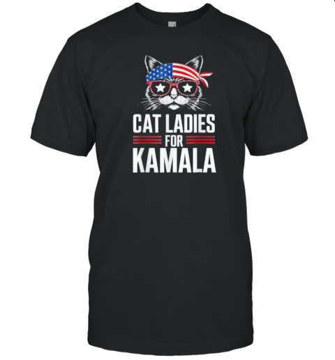 Cat Ladies For Kamala Harris Funny Cat 2024 President T-Shirt