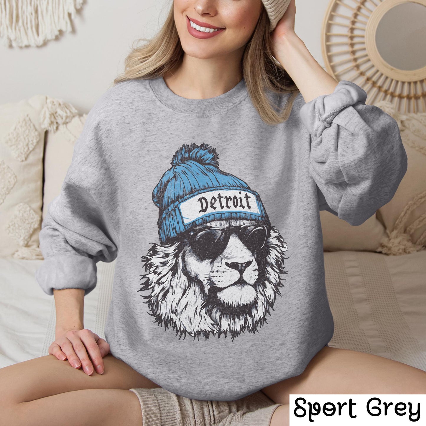 Detroit Football Crewneck Sweatshirt Vintage Sports Apparel