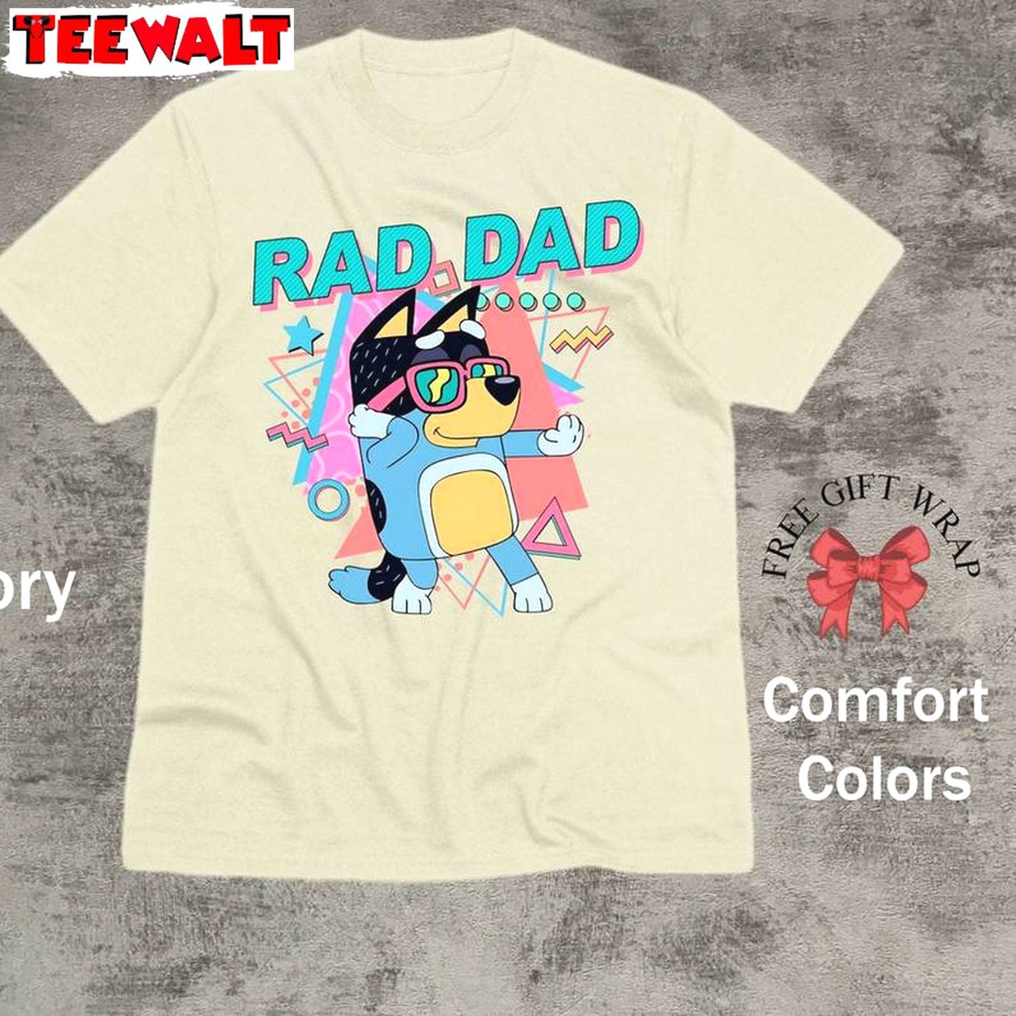 Bluey Rad Dad Cool Design Shirt, Comfort Fathers Day Short Sleeve