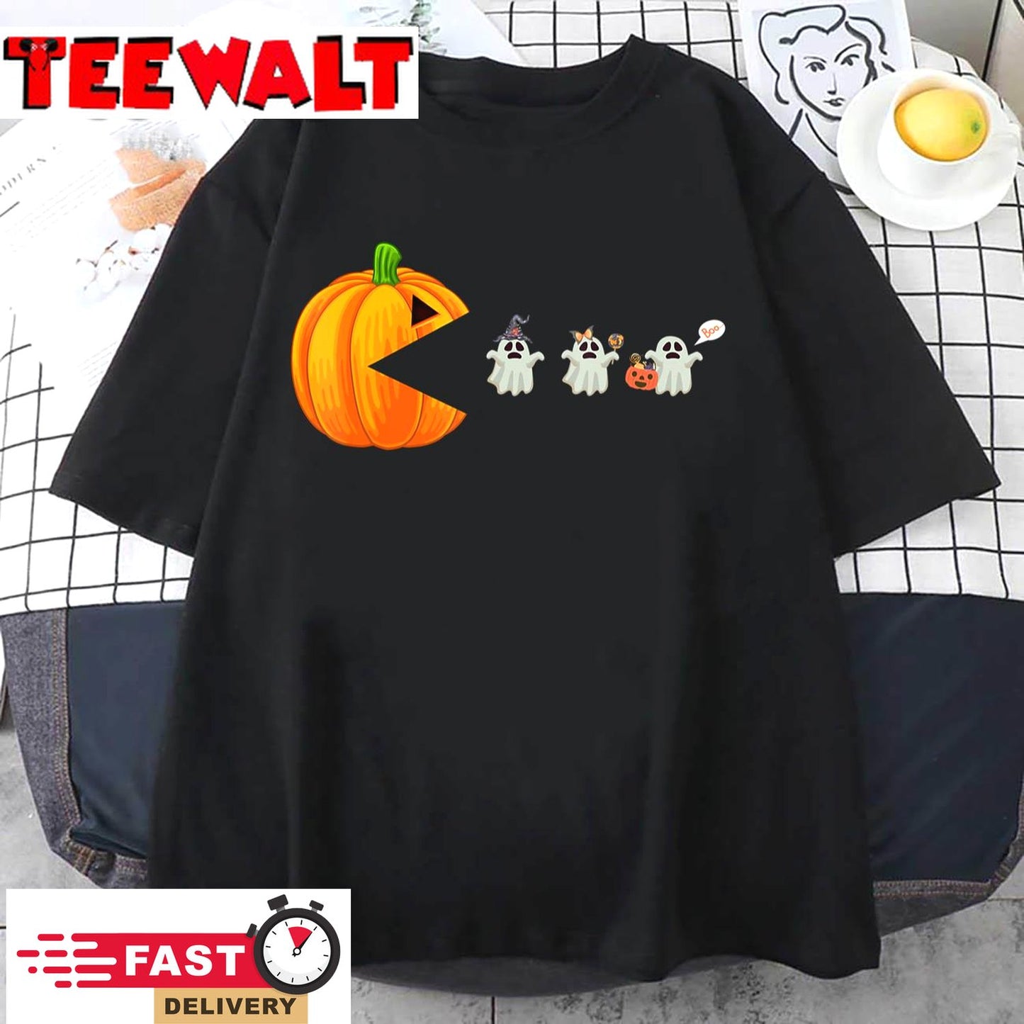 Funny Halloween Pumpkin Eating Ghost, Gamer Unisex T-Shirt