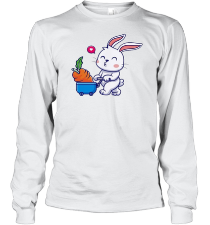 Cute Rabbit Bring Carrot With Trolley Cartoon T-Shirt