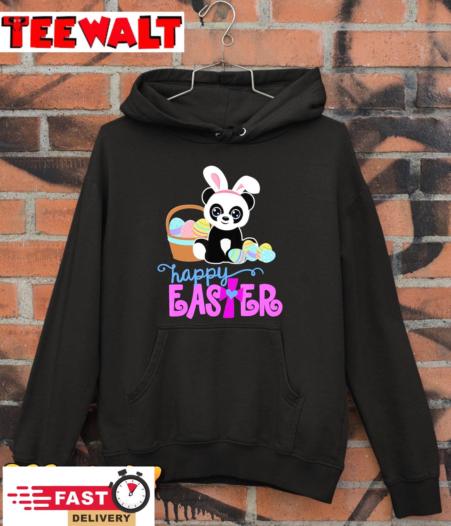 HAPPY EASTER Bunny Panda Rabbit Ears Egg Hunt Funny Girl Kid T-Shirt