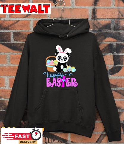 HAPPY EASTER Bunny Panda Rabbit Ears Egg Hunt Funny Girl Kid T-Shirt