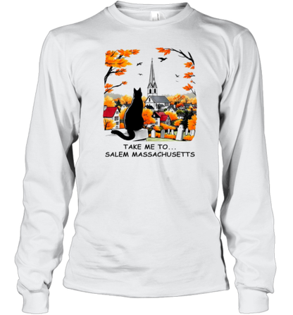 Halloween Salem Take Me To Massachusetts Cat T-Shirt