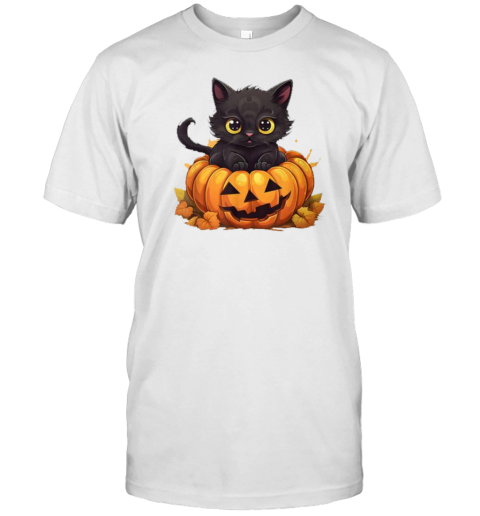 Halloween Black Cat Pumpkin Spooky Kitty Boys Girls T-Shirt