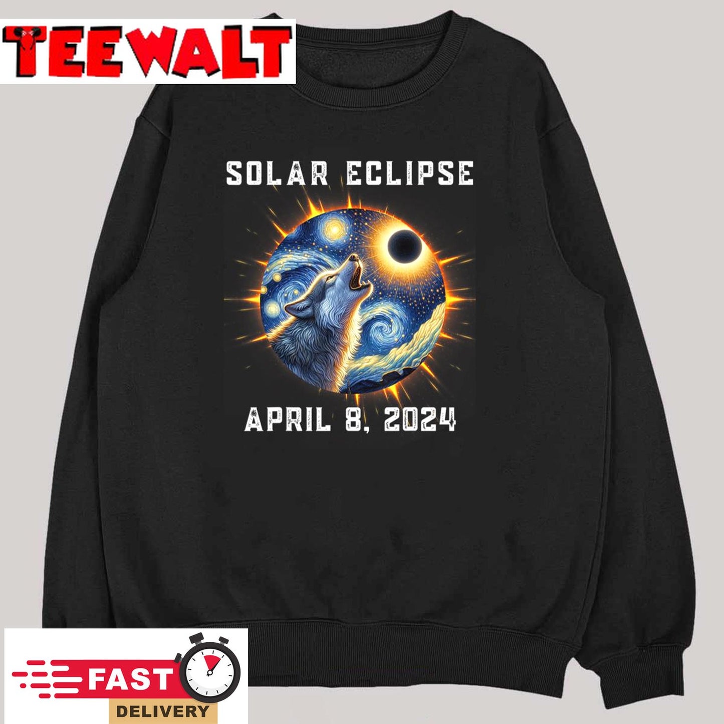 Wolf Fans Totality Solar Eclipse 2024, Wolf Howling Eclipse T-Shirt