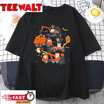 Halloween Crane Truck Construction Pumpkin Toddler Kids Boys T-Shirt