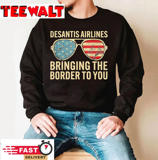 Desantis airlines bringing the border to you Retro USA Flag T-Shirt